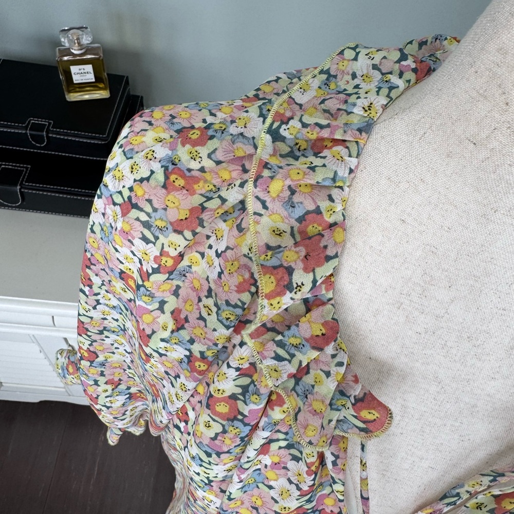 MELLODAY Multicolor Floral Ruffle Top - Picture 6 of 14